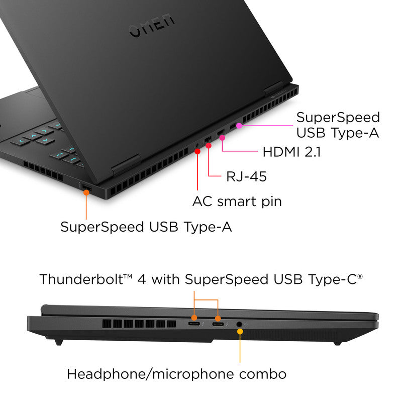 OMEN Transcend Laptop 16-u1047nr 16", Windows 11 Home,  Intel® Core™ i7, 32GB RAM, 1TB SSD, NVIDIA® GeForce RTX™ 4070, WQXGA, Shadow black